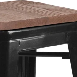 Flash Furniture 30" High Backless Metal Barstool With Square Wood Seat -Furniture GUEST 69304c09 1e46 4f60 a6ad f39e59b94e7f