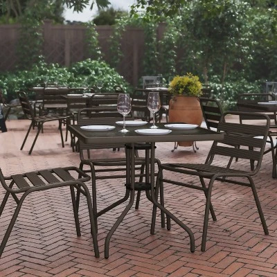 Flash Furniture Barker 31.5'' Square Tempered Glass Metal Table 1 Flash Furniture Barker 31.5'' Square Tempered Glass Metal Table