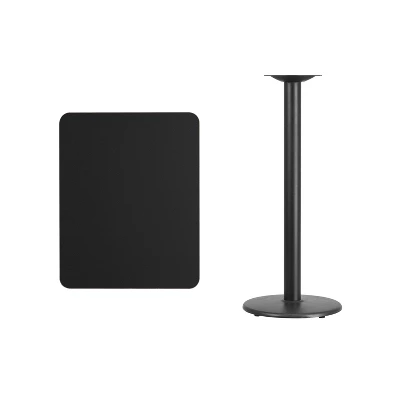 Flash Furniture 24'' X 30'' Rectangular Black Laminate Table Top With 18'' Round Bar Height Table Base 1 Flash Furniture 24'' X 30'' Rectangular Black Laminate Table Top With 18'' Round Bar Height Table Base