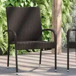 Flash Furniture Maxim Indoor/Outdoor Wicker Dining Chairs With Fade & Weather-Resistant Steel Frames For Patio And Deck -Furniture GUEST 6b74b954 1117 4aa7 b449 4c1776877b2a