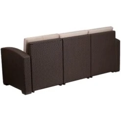 Flash Furniture Chocolate Brown Faux Rattan Sofa With All-Weather Beige Cushions 13 Flash Furniture Chocolate Brown Faux Rattan Sofa With All-Weather Beige Cushions -Furniture GUEST 6b9eece8 3b70 4fb1 a4ab a8419fd02fd4