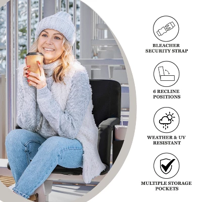 Flash Furniture Malta Portable Heated Reclining Stadium Chair With Armrests, Heated Padded Back & Heated Seat With Dual Storage Pockets And Backpack Straps 14 Flash Furniture Malta Portable Heated Reclining Stadium Chair With Armrests, Heated Padded Back & Heated Seat With Dual Storage Pockets And Backpack Straps - Image 14