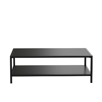 Flash Furniture Brock Outdoor 2 Tier Patio Coffee Table Commercial Grade Black Coffee Table For Deck, Porch, Or Poolside-Steel Square Leg Frame 7 Flash Furniture Brock Outdoor 2 Tier Patio Coffee Table Commercial Grade Black Coffee Table For Deck, Porch, Or Poolside-Steel Square Leg Frame - Image 7
