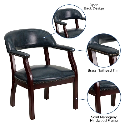 Flash Furniture Navy Vinyl Luxurious Conference Chair With Accent Nail Trim 2 Flash Furniture Navy Vinyl Luxurious Conference Chair With Accent Nail Trim - Image 2