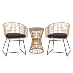 Flash Furniture Devon 3-Piece Patio Bistro Set, Indoor/Outdoor Rattan Rope Chairs, Acacia Wood Top Table & Seat Cushions 23 Flash Furniture Devon 3-Piece Patio Bistro Set, Indoor/Outdoor Rattan Rope Chairs, Acacia Wood Top Table & Seat Cushions -Furniture GUEST 6eef4440 e366 4a32 8b96 f325ae27acf4