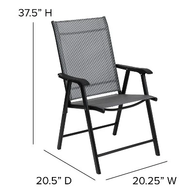 Flash Furniture Black Outdoor Folding Patio Sling Chair (2 Pack) 5 Flash Furniture Black Outdoor Folding Patio Sling Chair (2 Pack) - Image 5