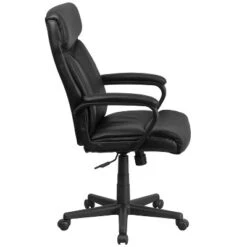 Flash Furniture Raya High Back Black LeatherSoft Executive Swivel Office Chair With Slight Mesh Accent And Arms -Furniture GUEST 7096a8a7 16ef 436a 9d2a a38409758ac6