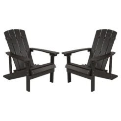 Flash Furniture Set Of 2 Charlestown All-Weather Poly Resin Wood Adirondack Chairs -Furniture GUEST 70dd4901 9a32 485c b91b a1961a623c43