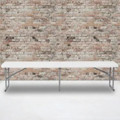 Flash Furniture 10.25''W X 71''L Bi-Fold Granite White Plastic Bench With Carrying Handle