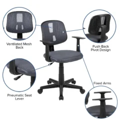 Flash Furniture Flash Fundamentals Mid-Back Mesh Swivel Task Office Chair With Pivot Back And Arms 17 Flash Furniture Flash Fundamentals Mid-Back Mesh Swivel Task Office Chair With Pivot Back And Arms -Furniture GUEST 71721c3f 50b8 4765 9964 311142d50f3d