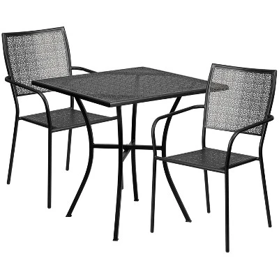 Flash Furniture Oia Commercial Grade 28" Square Indoor-Outdoor Steel Patio Table Set With 2 Square Back Chairs 7 Flash Furniture Oia Commercial Grade 28" Square Indoor-Outdoor Steel Patio Table Set With 2 Square Back Chairs - Image 7