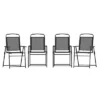 Flash Furniture Set Of 4 Mystic Folding Patio Sling Chairs, Outdoor Textilene Lawn Chairs With Armrests
