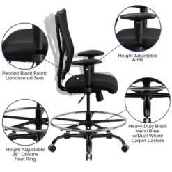HERCULES Series 400 Lb. Capacity Big & Tall Drafting Chair Black Mesh - Flash Furniture 12 HERCULES Series 400 Lb. Capacity Big & Tall Drafting Chair Black Mesh - Flash Furniture -Furniture GUEST 7381dced 149e 47b8 8a65 afd069f03574
