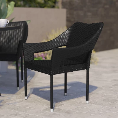 Flash Furniture Ethan Commercial Grade Stacking Patio Chair, All Weather PE Rattan Wicker Patio Dining Chair 1 Flash Furniture Ethan Commercial Grade Stacking Patio Chair, All Weather PE Rattan Wicker Patio Dining Chair