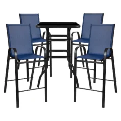 Flash Furniture Outdoor Dining Set - 4-Person Bistro Set - Outdoor Glass Bar Table With All-Weather Patio Stools 24 Flash Furniture Outdoor Dining Set - 4-Person Bistro Set - Outdoor Glass Bar Table With All-Weather Patio Stools -Furniture GUEST 74524028 0d20 41d6 8cee 718d7f479fe6