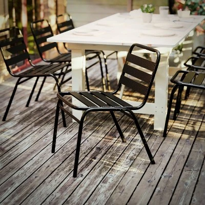 Flash Furniture Lila Aluminum Commercial Indoor-Outdoor Armless Restaurant Stack Chair With Triple Slat Back 4 Flash Furniture Lila Aluminum Commercial Indoor-Outdoor Armless Restaurant Stack Chair With Triple Slat Back - Image 4