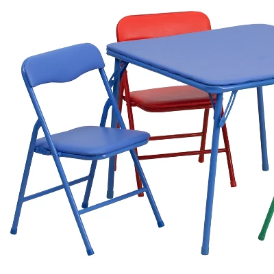 Flash Furniture Kids Colorful 5 Piece Folding Table And Chair Set 2 Flash Furniture Kids Colorful 5 Piece Folding Table And Chair Set - Image 2