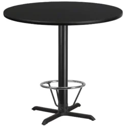 Flash Furniture 42'' Round Black Laminate Table Top With 33'' X 33'' Bar Height Table Base And Foot Ring