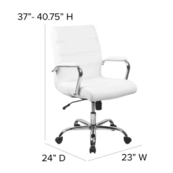 Flash Furniture Whitney Mid-Back White LeatherSoft Executive Swivel Office Chair With Chrome Frame And Arms - Set Of 4 -Furniture GUEST 755f985b 1b96 461d aebc 7d4171609c0e