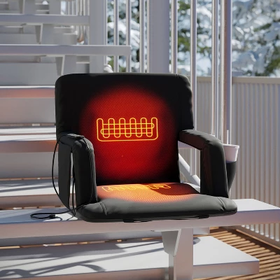 Flash Furniture Malta Portable Heated Reclining Stadium Chair With Armrests, Heated Padded Back & Heated Seat With Dual Storage Pockets And Backpack Straps 8 Flash Furniture Malta Portable Heated Reclining Stadium Chair With Armrests, Heated Padded Back & Heated Seat With Dual Storage Pockets And Backpack Straps - Image 8
