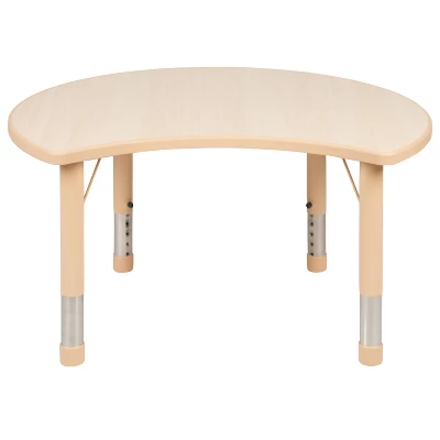 Flash Furniture 25.125"W X 35.5"L Crescent Natural Plastic Height Adjustable Activity Table 7 Flash Furniture 25.125"W X 35.5"L Crescent Natural Plastic Height Adjustable Activity Table - Image 7