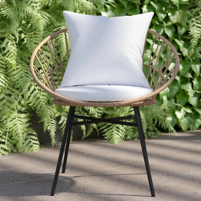 Flash Furniture Devon Set Of 2 Indoor/Outdoor Modern Papasan Style Rattan Rope Patio Chairs, PE Rattan With Cushions 2 Flash Furniture Devon Set Of 2 Indoor/Outdoor Modern Papasan Style Rattan Rope Patio Chairs, PE Rattan With Cushions - Image 2