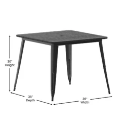 Flash Furniture Declan Commercial Indoor/Outdoor Dining Table With Umbrella Hole, 36" Square All Weather Poly Resin Top And Steel Base -Furniture GUEST 767b5b67 94bd 4020 9aa0 515a89c231c0