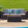 Flash Furniture Seneca Chocolate Brown Faux Rattan Coffee Table