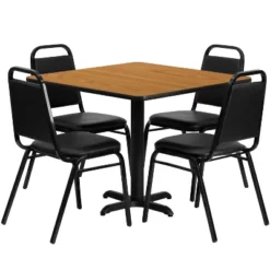 Flash Furniture 36'' Square Laminate Table Set With X-Base And 4 Trapezoidal Back Banquet Chairs -Furniture GUEST 768ff15d a949 45e6 bee7 035b10be4154