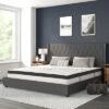 Flash Furniture Riverdale Tufted Upholstered Platform Bed With 10 Inch CertiPUR-US Certified Foam And Pocket Spring Mattress