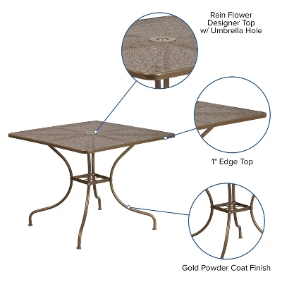 Flash Furniture Oia Commercial Grade 35.5" Square Indoor-Outdoor Steel Patio Table With Umbrella Hole 2 Flash Furniture Oia Commercial Grade 35.5" Square Indoor-Outdoor Steel Patio Table With Umbrella Hole - Image 2
