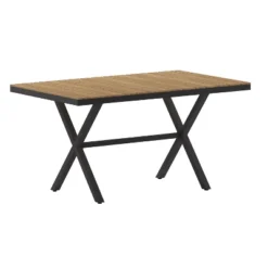 Flash Furniture Finch Commercial Grade X-Frame Outdoor Dining Table 59" X 35.5" With Faux Teak Poly Slats And Metal Frame -Furniture GUEST 76d01e4c 2fc5 4d67 b031 472679c4ebfa