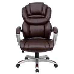 High Back LeatherSoft Executive Swivel Ergonomic Office Chair With Accent Layered Seat And Back And Padded Arms Brown - Flash Furniture 5 High Back LeatherSoft Executive Swivel Ergonomic Office Chair With Accent Layered Seat And Back And Padded Arms Brown - Flash Furniture -Furniture GUEST 76daf0c4 e897 454e 9c1a 90cf188c69b9