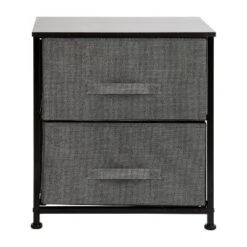 Flash Furniture 2 Drawer Wood Top Nightstand Storage Organizer With Cast Iron Frame And Dark Easy Pull Fabric Drawers -Furniture GUEST 77e6805d a81c 4465 9386 fe3d42c65d35