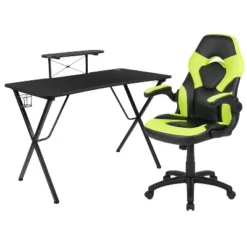 Flash Furniture Gaming Desk And Racing Chair Set With Cup Holder, Headphone Hook, And Monitor/Smartphone Stand -Furniture GUEST 77fc4ee4 fc62 4626 bb36 f001d39d305c