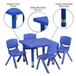 Flash Furniture 24" Square Plastic Height Adjustable Activity Table Set With 4 Chairs -Furniture GUEST 78b735e5 7ca6 4b98 8b3a e9034649b81c