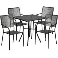 Flash Furniture Oia Commercial Grade 28" Square Indoor-Outdoor Steel Patio Table Set With 4 Square Back Chairs -Furniture GUEST 78d799cb 7aa9 404f 9360 5293eca81b8f