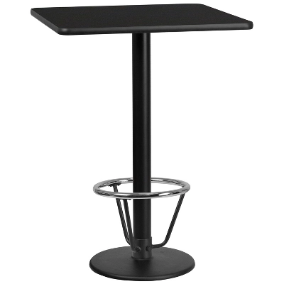 Flash Furniture 30'' Square Black Laminate Table Top With 18'' Round Bar Height Table Base And Foot Ring 1 Flash Furniture 30'' Square Black Laminate Table Top With 18'' Round Bar Height Table Base And Foot Ring
