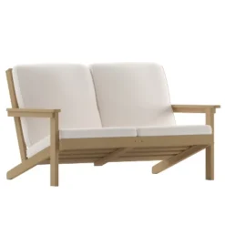 Flash Furniture Charlestown All-Weather Poly Resin Wood Adirondack Style Deep Seat Patio Loveseat With Cushions -Furniture GUEST 7923c94a 7357 4a80 97c6 683787585afd