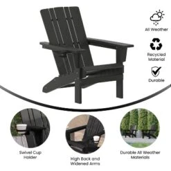 Flash Furniture Halifax Adirondack Chair With Cup Holder, Weather Resistant HDPE Adirondack Chair -Furniture GUEST 792788e8 ff58 42f3 84f4 05d52124f728