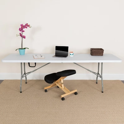 Flash Furniture 8-Foot Bi-Fold Granite White Plastic Banquet And Event Folding Table With Carrying Handle 1 Flash Furniture 8-Foot Bi-Fold Granite White Plastic Banquet And Event Folding Table With Carrying Handle