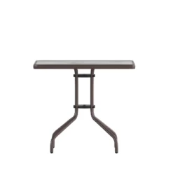 Flash Furniture Lila 31.5'' Square Glass Metal Table With 4 Metal Aluminum Slat Stack Chairs -Furniture GUEST 7a2c7ad6 22f9 4e5f 8c44 2e9929d8b4eb