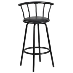 Flash Furniture Crown Back Black Metal Barstool With Black Vinyl Swivel Seat -Furniture GUEST 7a895972 dec3 4edb a217 6a232b615798