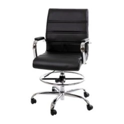Flash Furniture Mid-Back LeatherSoft Drafting Chair With Adjustable Foot Ring And Chrome Base -Furniture GUEST 7a9a7a01 097c 4607 b76b 21a46ddd5a0f