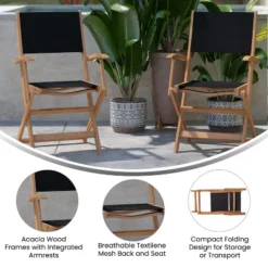 Flash Furniture 2PK All-Weather Acacia Wood And Mesh Folding Bistro Armchairs - Natural/Black 14 Flash Furniture 2PK All-Weather Acacia Wood And Mesh Folding Bistro Armchairs - Natural/Black -Furniture GUEST 7aa3be85 c6f2 4931 b1fb e079653b5759
