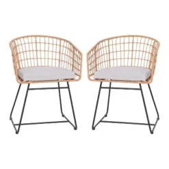 Flash Furniture Devon Set Of 2 Indoor/Outdoor Patio Boho Club Chairs, Rope With PE Wicker Rattan, Cushions And Sled Base 23 Flash Furniture Devon Set Of 2 Indoor/Outdoor Patio Boho Club Chairs, Rope With PE Wicker Rattan, Cushions And Sled Base -Furniture GUEST 7afe4cc9 dba5 4cc9 bdd7 2924ff0e4a92