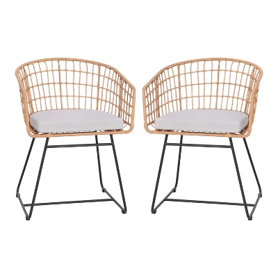 Flash Furniture Devon Set Of 2 Indoor/Outdoor Patio Boho Club Chairs, Rope With PE Wicker Rattan, Cushions And Sled Base 12 Flash Furniture Devon Set Of 2 Indoor/Outdoor Patio Boho Club Chairs, Rope With PE Wicker Rattan, Cushions And Sled Base - Image 12