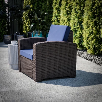 Flash Furniture Seneca Faux Rattan Chair With All-Weather Cushion 2 Flash Furniture Seneca Faux Rattan Chair With All-Weather Cushion - Image 2
