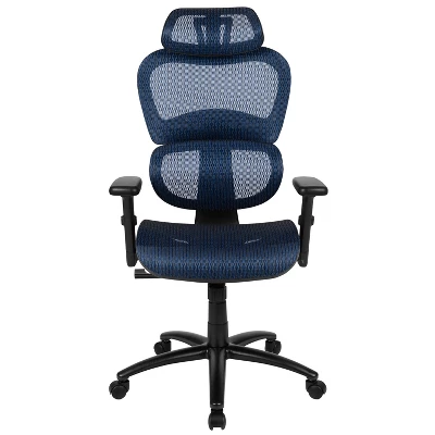Flash Furniture Ergonomic Mesh Office Chair With 2-to-1 Synchro-Tilt, Adjustable Headrest, Lumbar Support, And Adjustable Pivot Arms 2 Flash Furniture Ergonomic Mesh Office Chair With 2-to-1 Synchro-Tilt, Adjustable Headrest, Lumbar Support, And Adjustable Pivot Arms - Image 2