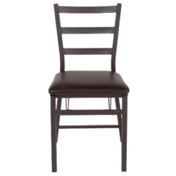 Flash Furniture 2 Pack HERCULES Series Brown Folding Ladder Back Metal Chair With Brown Vinyl Seat -Furniture GUEST 7bb9f247 bb52 4485 994d cca22db52675